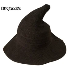 Модная шляпа ведьма с острым носком для раковины на Хэллоуин, Хлопковые вязаные шапки для рыбака для женщин, осенне-зимняя шапка, аксессуары# p3