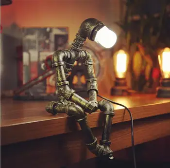 

Creative Water Pipe Night Light Industrial Style Night Lamp Restaurant Bar Decor Light Personality Simple Robot Lamp Loft Light