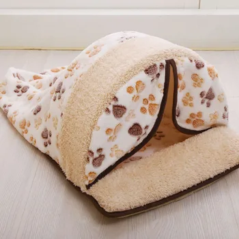 

Cartoon Kitten Cat Bed Pet Puppy Warm Cave Soft Dog House Sleeping Bag Pad