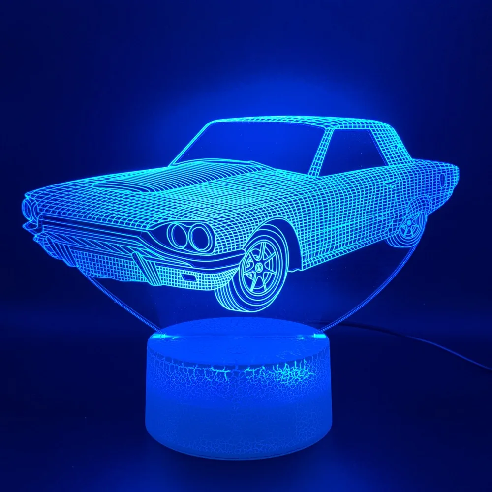 Прохладный 3D иллюзия Лампа Винтаж авто домашнего офиса деко потолочный