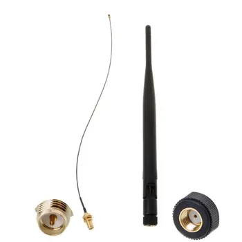 

5dBi 2.4GHz Wireless WiFi Antenna RP-SMA With PCI U.FL IPX Pigtail Cable Kit