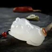 Халцедон любителей натурального агата нефрита 12 знаки с животными, Свинка нефрита свитер цепи ожерелье кулон