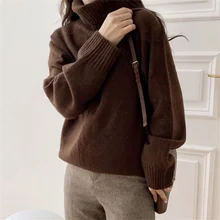 

Quente Com Decote Em v Sólido Malhas Suéteres Senhora Quente 2021 Pullovers Solto-encaixe Ol Novo Outono Casual Inferior