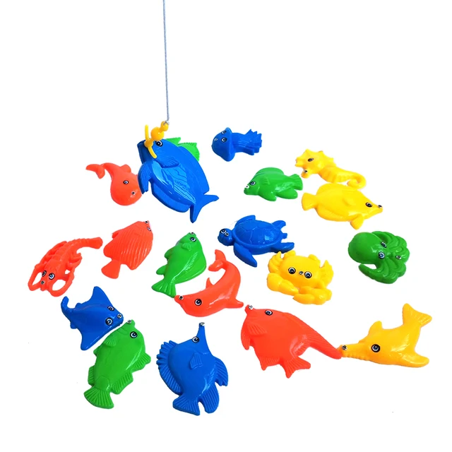 Magnetic Fishing Toys Game 2 Fishing Rods 20 PCS Marine Fishes Classic Play House Kids Water Bath Toy Children Birthday Gift 2