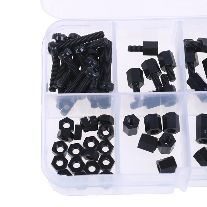 88pcs Plastic M3 Nylon Hex Spacers Screw Nut Column Kit Box Set