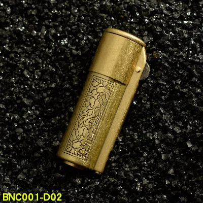 BNC001-D02 Нежная резьба бензиновая Зажигалка керосиновая Кремниевая зажигалка Ретро тренчи Чистая медь, латунь бензин ветрозащитные неплоские металлические гаджеты - Цвет: BNC001-D02