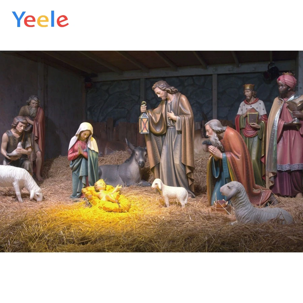 

Yeele Christmas Jesus Nativity Scene Photography Backgrounds Vinyl New Year Home Decoration Camera Backdrops For Photo Studio