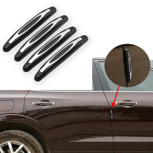 Tira anticolisión para Exterior de coche, ABS y PVC, 4 Uds., Protector de arañazos, tiras de parachoques de esquina de 110mm x 12mm Tira anticolisión para Exterior de coche, ABS y PVC, 4 Uds., Protector de arañazos, tiras de parachoques de esquina de 110mm x 12mm