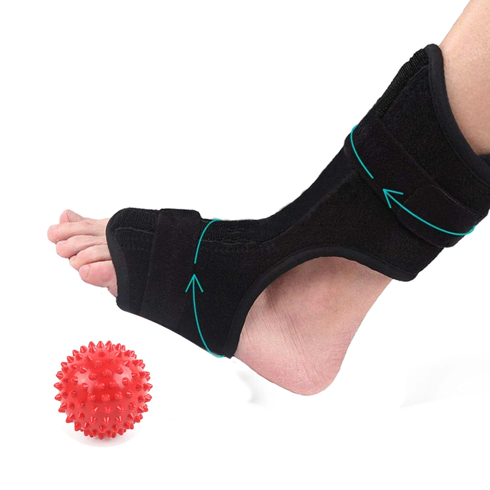 Orthosis and ball Регулируемый Ортез для ног, Подошвенный Фасциит, спинная шина, стабилизатор, облегчение боли, поддержка для ухода за костями с массажным мячом - Цвет: Orthosis and ball