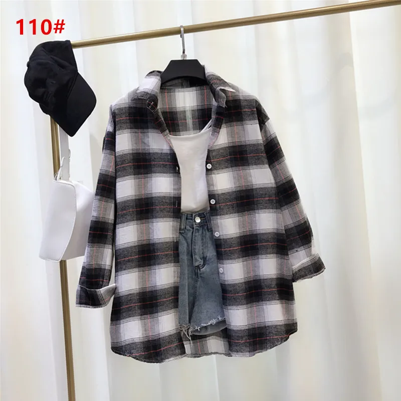 2020 Women Blouses Brand New Excellent Quality Flannel Red Plaid Shirt Women Cotton Casual Long Sleeve Shirt Tops Lady Clothes