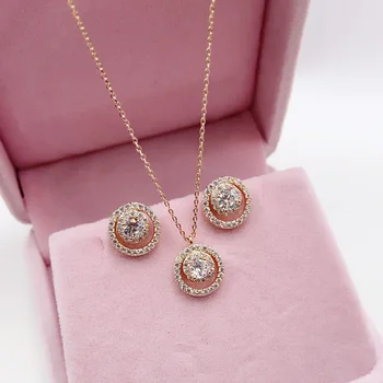 

Vanifin Fashion Jewelry Delicate Hollow Circle Zircon Circle Micro inlay Necklace with Earrings for Everyday Wedding Best Gift