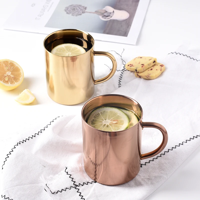 

Nordic Home Tableware Copper Plated Double Wall Coffee Mug Stainless Steel Cup Milk And Water Cup чашки для кофе