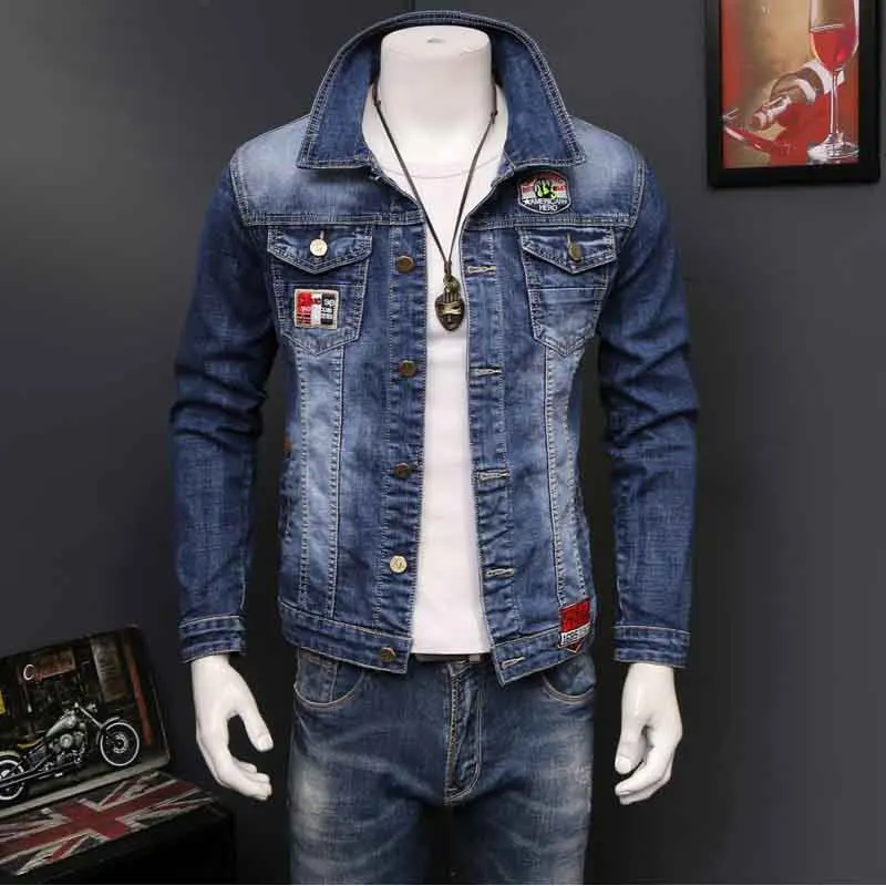 

2019 Vomint Jacket Coat Men's Jacket English printing Long Sleeves Jacket Plus velvet Loose Fit Light Mens Denim