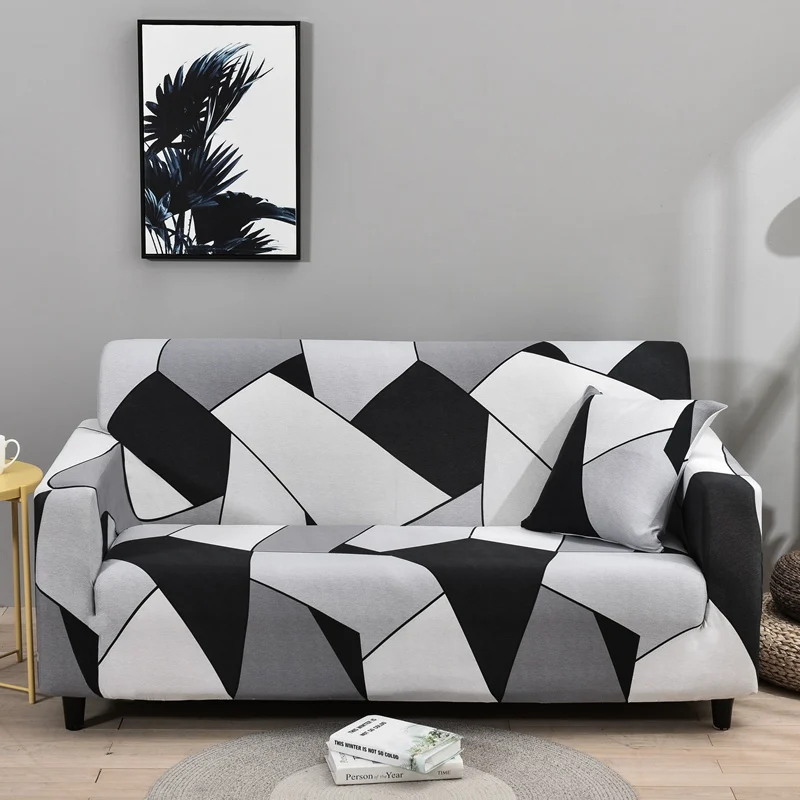 Plaid Sofa Cover Couch Stretch Living-Room Elastic Geometry 1/2/3/4-seater 