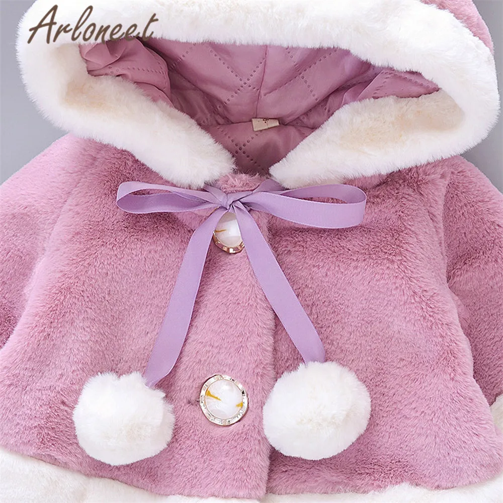 ARLONEET пальто с героями мультфильмов для маленьких девочек теплое зимнее плотное пальто животных с принтом "овечки" верхняя одежда с капюшоном плащ детские пальто Одежда для девочек