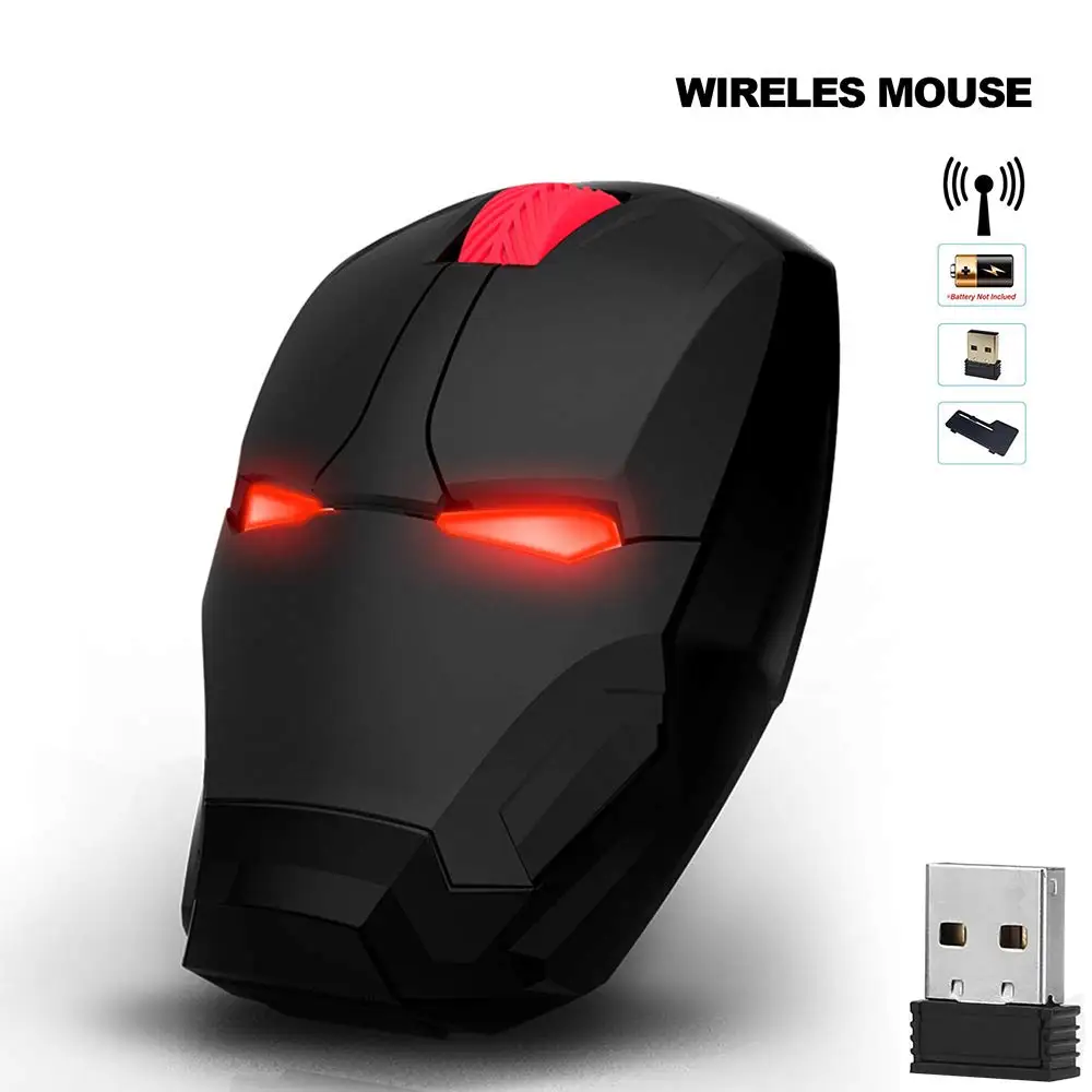 Cool Wireless Iron Man Mouse Mice Ergonomic 2.4G Portable Mobile Computer Click Optical USB Receiver for PC Laptop Mac Book usb wireless mouse Mice