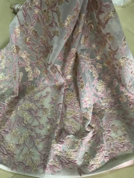 

embroiderd lace fabric yaking-9.9902 with sequins beautiful Nigerian sequins lace fabric for party dress