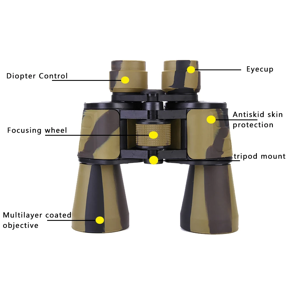 20x50 Sightsee Travel Outdoor Binocular Camping Telescope Long Range Hunting Non Infrared HD Wide Angle Night Vision Military