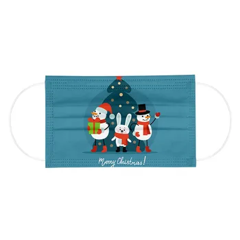 

100pc Disposable Mask Cute Three Little Snowmen Printing Christmas Soft Masks For Children 3 Lay Masks Dustproof Mask Protection