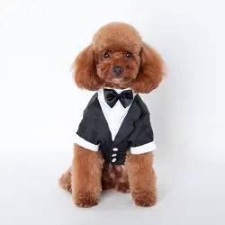 Новый маленький Pet Пальто галстук для щенят одежда милая собака Z куртка костюм комбинезон с бантом смокинг принц кошка костюм