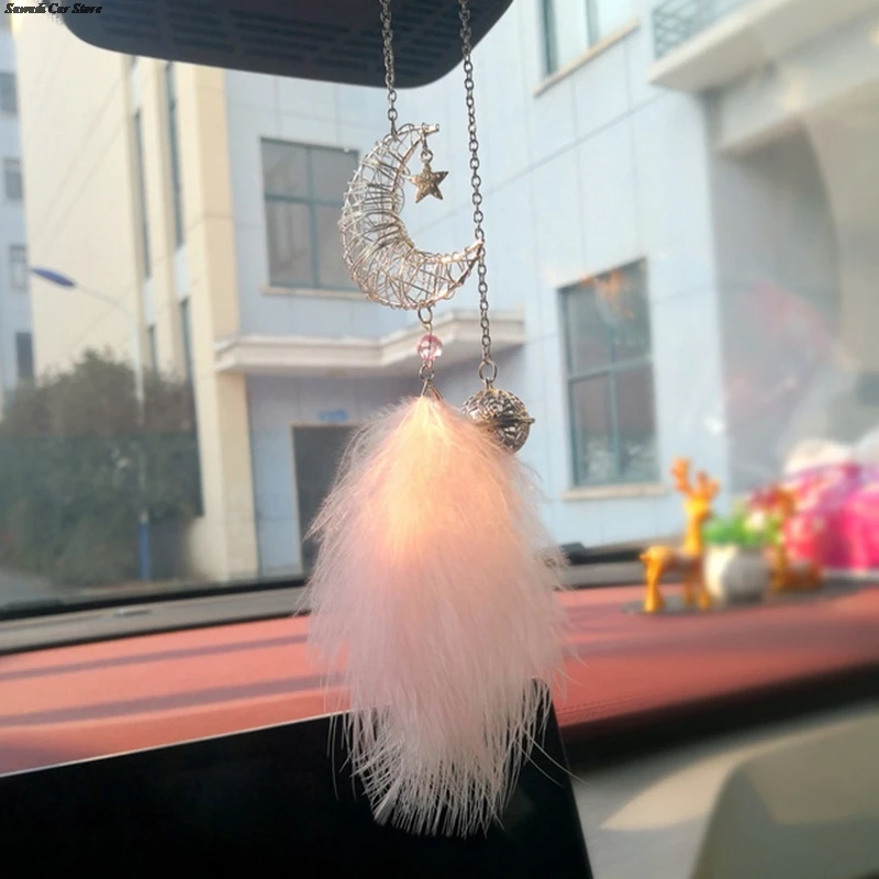 Car Dream Catcher Feather Pendants White Pink Fluffy Feather Soft Hanging Ornament Auto Home Wall Pendant Decoration Gifts New
