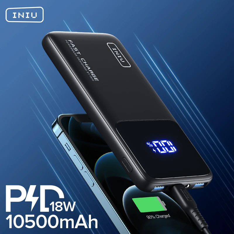 Iniu Pd 18w Power Bank mah Led Usb Type C Fast Charging Portable Charger External Battery Pack For Iphone 12 Xiaomi Samsung Power Bank Aliexpress