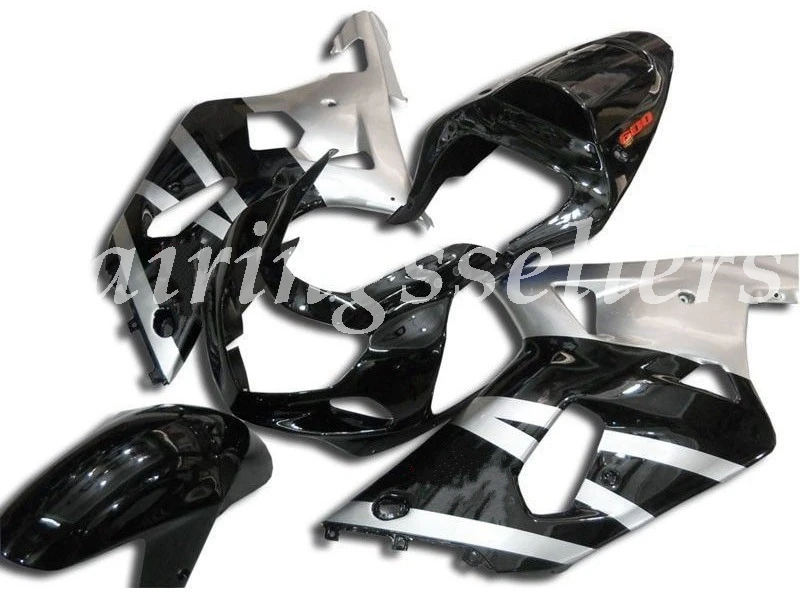 Black Silver Литье под давлением ABS мотоцикл обтекатели комплект подходит для Suzuki GSXR 600-750 K1 2001 2002 2003 01 02 03 Обтекатели Черный Серебристый - Цвет: Black Silver
