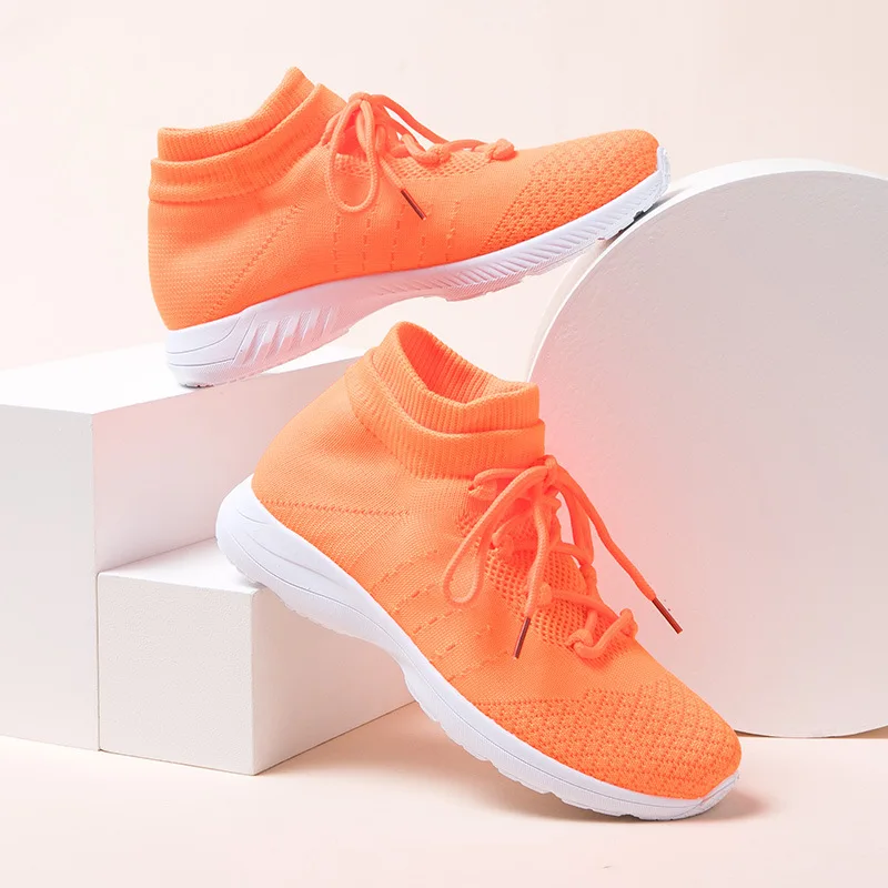 

2020New Spring Women Vulcanize Shoes Comfortable Female Breathable Flying Woven Mesh Running Casual Shoes Fashion Woman Sneakers