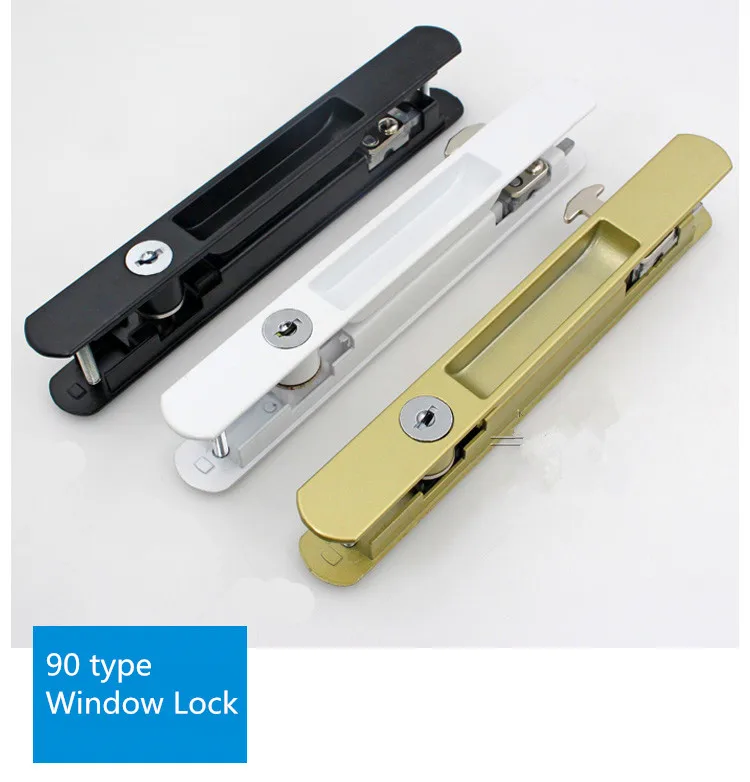 

New 90 Type sliding window lock 2 keys interior room hanging sliding door embedded lock hook invisible move window lockset