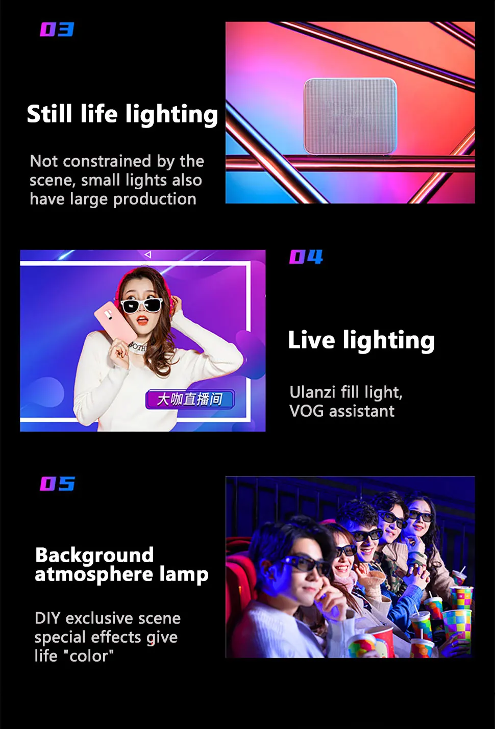 rgb conduziu a luz da câmera de