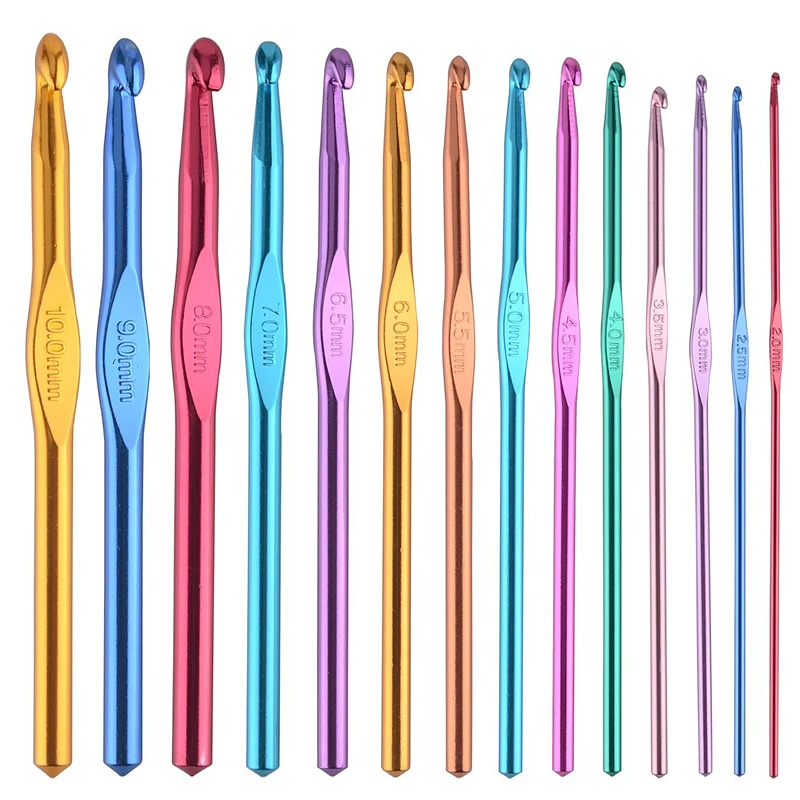 Knitting Hook Set Aluminum Crochet Hooks Multicolor Mixed 2-10mm Knitting  Needles DIY Craft Weaving Tools