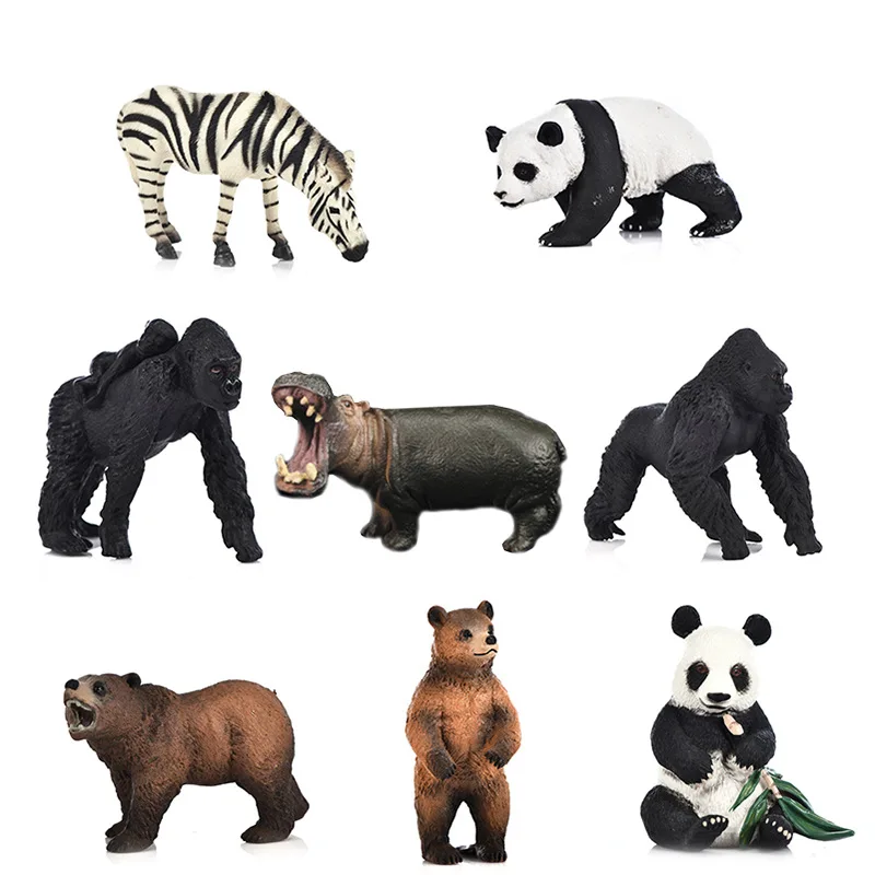 Simulated Wild Animals Model Toy Doll Lion Zebra Panda Orangutan Rhinoceros Tiger PVC Action Figure Kids | Игрушки и хобби