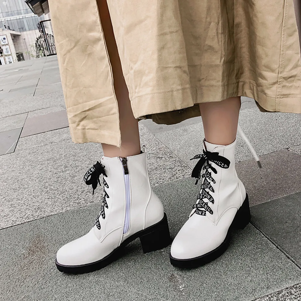 

Sarairis INS HOT Square Heels Ankle Boots Women Shoes Woman Add Fur Autumn Winter Shoes Forest Boots Female