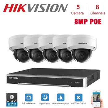 

Hikvision 8CH 4K Network POE NVR Kit CCTV Security System 5pieces 8MP Dome In/Outdoor IP Camera IR Night vision Surveillance Set