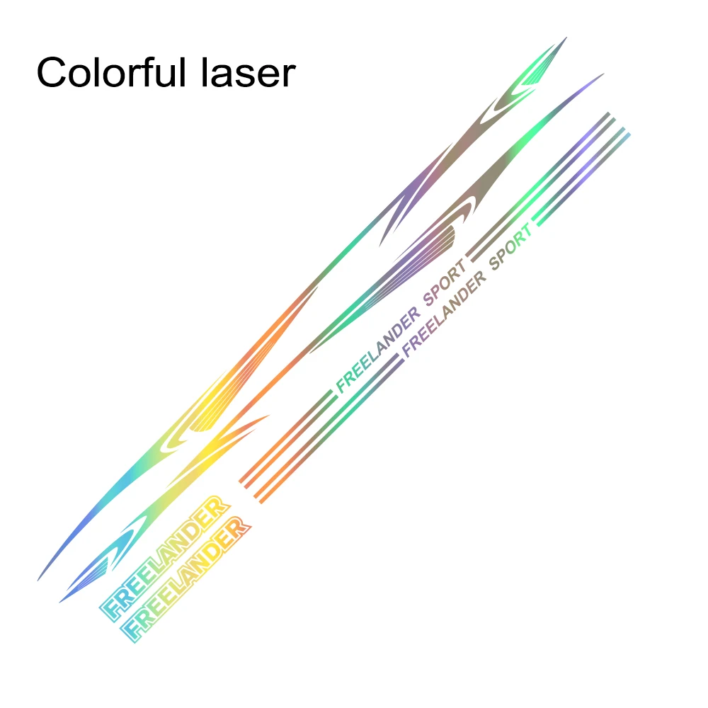 2 шт. для Land Rover freelander, автомобильные гоночные полосатые наклейки, авто Персонализированная виниловая пленка, боковые наклейки для юбки, тюнинг, автомобильные аксессуары - Название цвета: colorful Laser