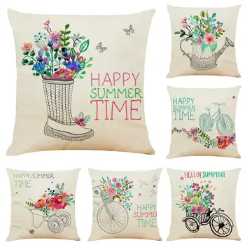 

Zeroomade Colorful Summer Flowers Cushion Covers Cotton Linen Decorative Thorw Pillowcases Covers For Home Bed Chair Sofa 45x45