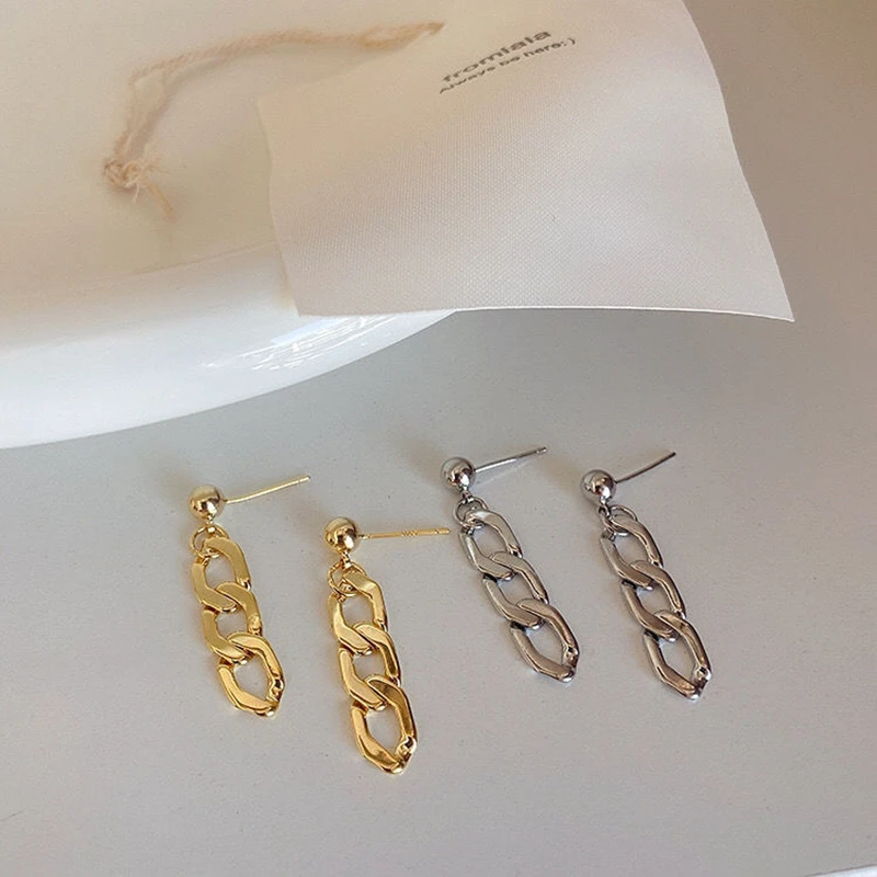 Fashion Simplicity Female Lock Chain Earrings Jewelry For Women Girl Friendship Gifts