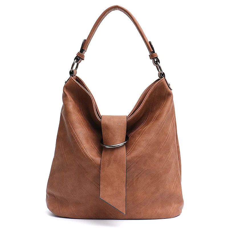 CEZIRA, брендовая дизайнерская женская сумка, модная, из Веганской кожи, Хобо, Большая вместительная сумка на плечо, сумка-вкладыш, Женская Повседневная Сумочка через плечо - Цвет: Brown