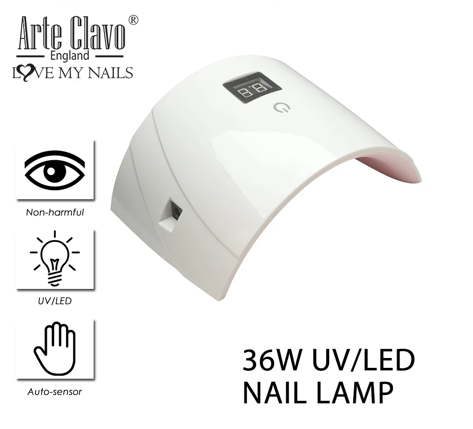 

Arte Clavo 36W LED/UV 30s 60s Timer Nail Lamp Infrared Sensing US/EU/UK Plug Gel Nail Polish Dryer Manicure Nail Art Tools