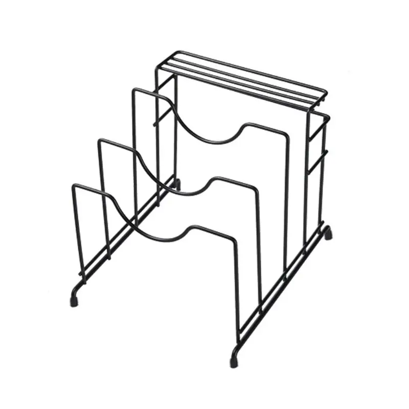 

Multi-layer Kitchen Shelf Wrought Iron Pot Rack Lids Pan Cutting Board Holder 634E