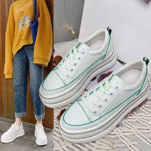 Белые женские кроссовки на толстой подошве; Новинка года; сезон осень; женская прогулочная обувь; молодежные модные кроссовки на плоской подошве; ZQ-35