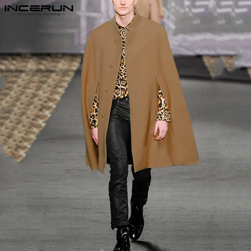 

INCERUN Autumn Winter Men Solid Sleeveless Cloak Jackets Loose Fluffy Fashion Handsome Casual Mens Cardigan Windbreaker Coats 7