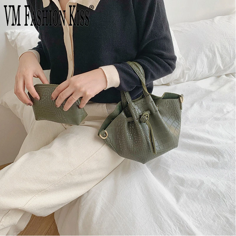 

VM FASHION KISS Crocodile Pattern Crossbody Ladies Hand Bags For Women Vintage Handbag Female Shoulder Bag Purse And Handbags