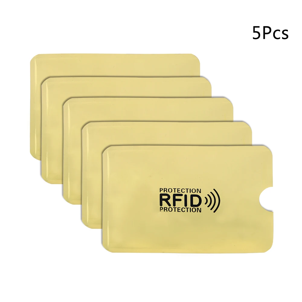 NICEYARD 9,1*6,3 см 5 шт. сумка для хранения Анти-rfid NFC протектор ID карты кредитной карты Алюминиевый Блокировка считыватель держатель для карт - Цвет: Gold