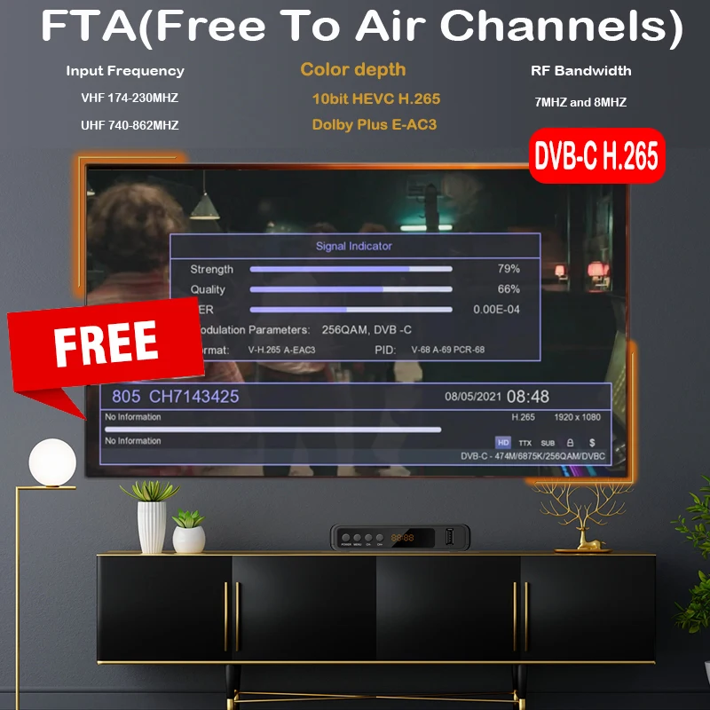 h.265 hevc principal 10 2in1 remoto dvbt2