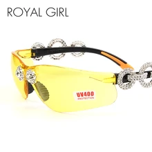Модные женские солнцезащитные очки ROYAL GIRL, роскошные брендовые солнцезащитные очки с кристаллами, стразы ss413