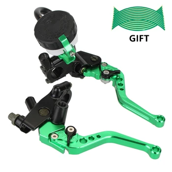 

7/8" 22mm 125-400cc Green Adjustable Motorcycle Brake Clutch Levers Master Cylinder Reservoir Set D40