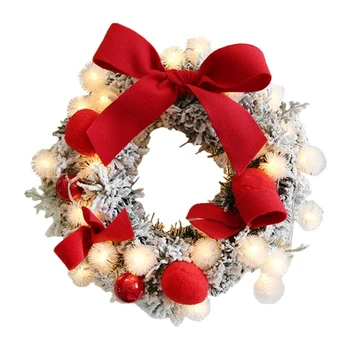 

Hot Christmas Wreath With LED Light String New Year Window Door Decoration Props Scene Arrangement Christmas Wreath Decorations