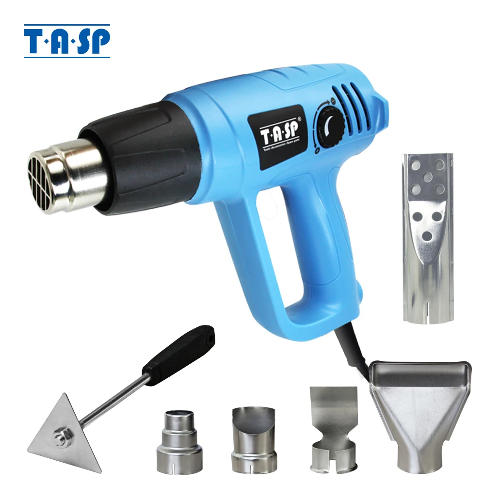 TASP-pistola de aire caliente de 220V, secador de pelo eléctrico de temperatura Variable de 2000W, pistola de calor con 5 boquillas y encendedor de barbacoa, herramienta eléctrica de fijación