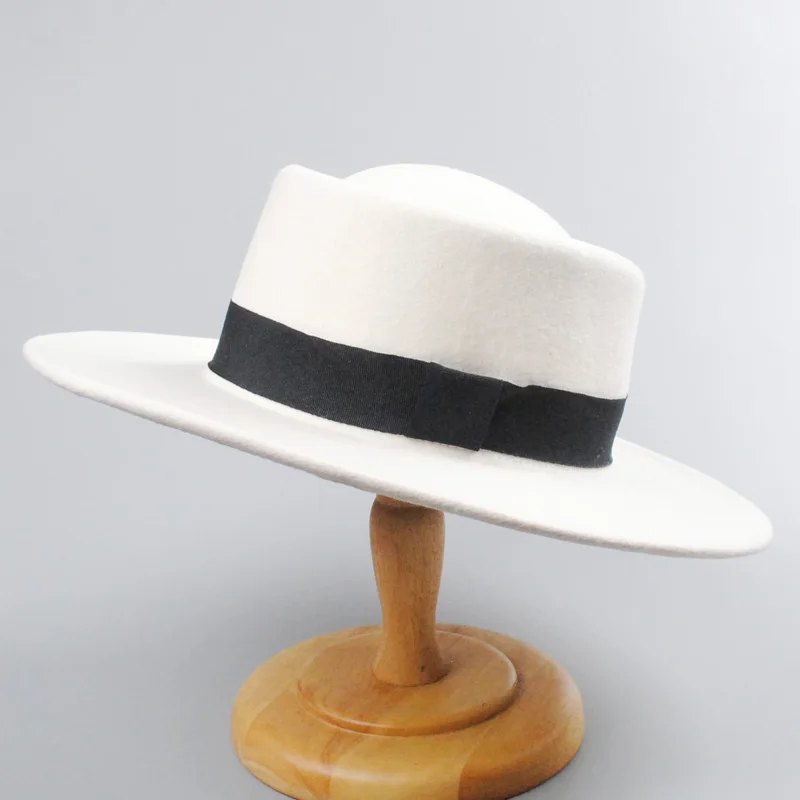 Осенне-зимняя шерстяная шляпа Fedora белая церковная шляпа для женщин и мужчин фетровая Панама шляпа-пирожок для свадьбы